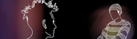 a silhouette of a man and a woman standing next to each other